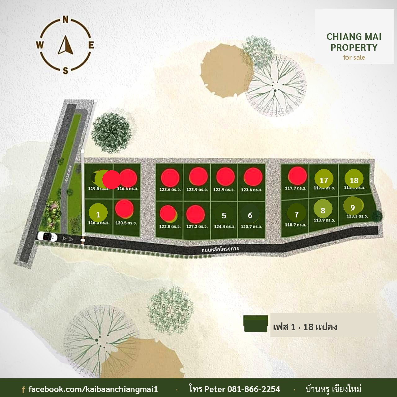 ผังโครงการ 18 แปลง สันผักหวาน